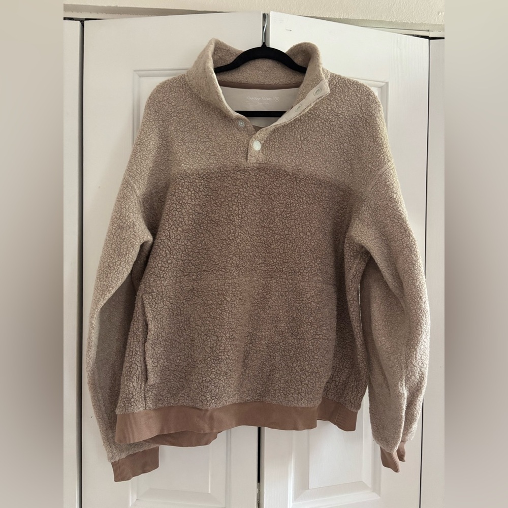 Outdoor Voices Men's Tan Zip-Up Sweater